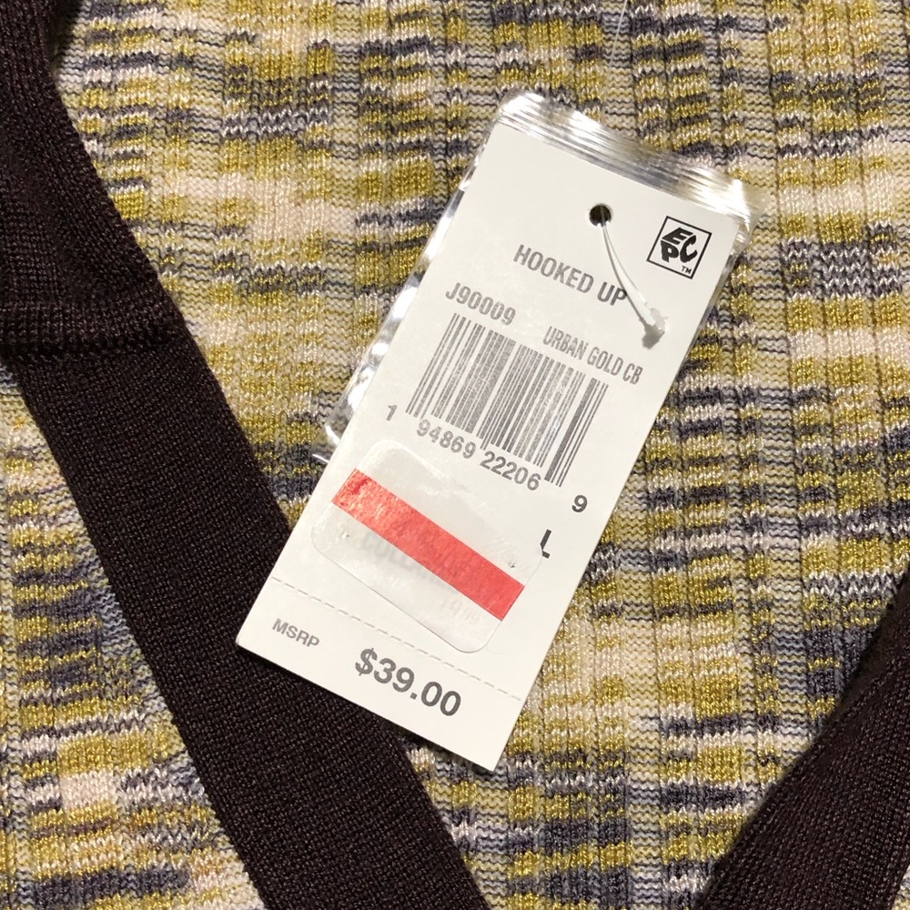 Hooked up Womens Ribbed Collared Cardigan Sweater, Size L, New - Picture 7 of 10